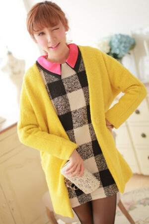 2013秋冬款女装韩版甜美糖果色毛呢风衣 宽松呢子大衣女中长外套