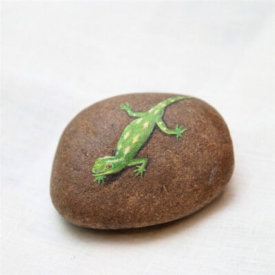 定制蜥蜴 石趣部落原创手绘石头 创意礼物