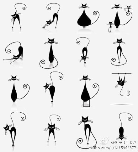 免费黑猫矢量图~好妖娆的猫~@创意手工DIY