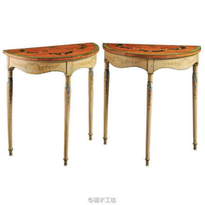 好美的一對(duì)半月形桌子，GEORGE III tables，1790.