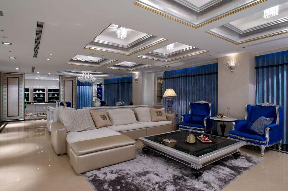 尚品居-210平宫廷式欧式三室二厅别墅装修效果图