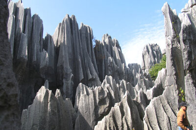 位于云南省昆明市石林彝族自治县境内的石林风景区占地约1100平方公里，是世界唯一位于亚热带高原地区的喀斯特地貌风景区。