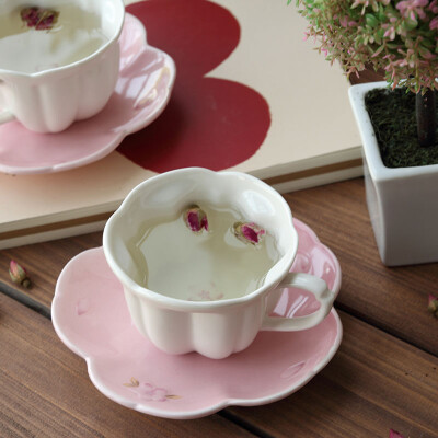 果子家zakka日式和风樱花陶瓷咖啡杯花茶茶具礼物杯子+碟