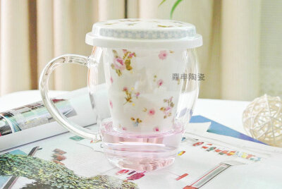 花茶茶具 精致 玻璃 茶隔杯 玫瑰花语