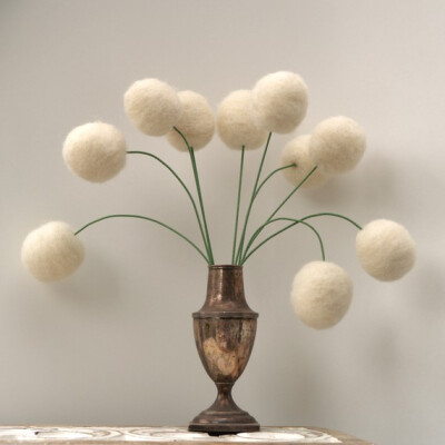 Needle Felted Flowers - 15 Large Wool Felt Artificial Flowers, soft, romantic and natural Home Decor