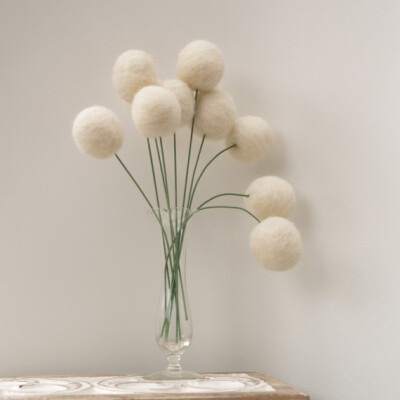 Needle Felted Flowers - 15 Large Wool Felt Artificial Flowers, soft, romantic and natural Home Decor