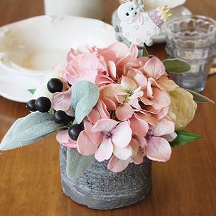 韩国粉色绣球花仿真小盆栽/桌面装饰花盆粉色花卉盆景