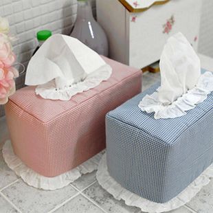 韩国甜美格子长方形纸巾盒套/抽取式纸巾套色可选