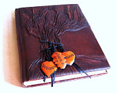 Leather Journal Guest Book Tree of Life, Rustic Leather, Personalized, Size A4