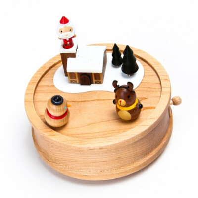 【圣诞礼物】台湾创作欢乐圣诞夜原木音乐盒 满满祝福送给你的Ta
