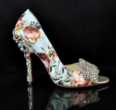 Rosa...Digital Print Rose Pattern Evening or Bridal Shoes.