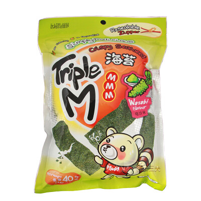 泰国TripleM小浣熊海苔/紫菜哇沙米（芥末）味g零食品袋