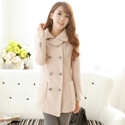 2013新款韩版呢子外套 女长款韩版圆领OL风修身呢子冬装保暖外套