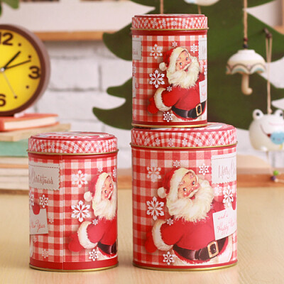 红色圣诞老人套三收纳罐zakka铁盒子收纳盒密封罐糖果罐
