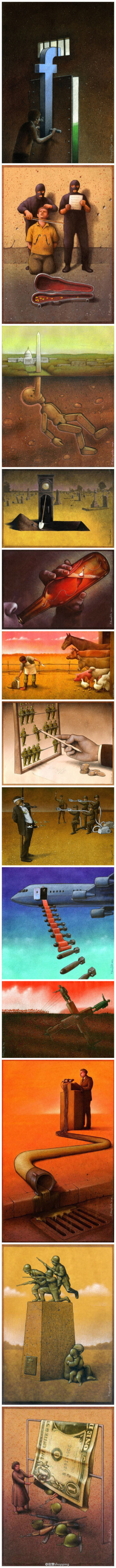 【意味深长的创意插画】来自波兰艺术家Pawel Kuczynski的一组作品，用非常独特的视角观察世界，并用画作将它们表达了出来……你全都看懂了吗？