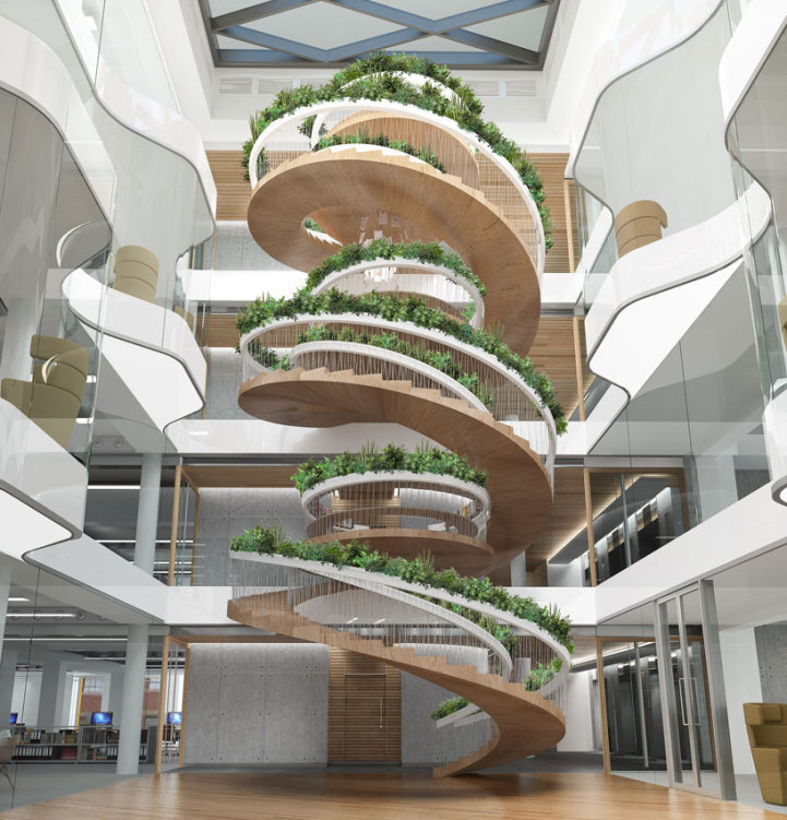【建筑】植被嵌入到栏杆的螺旋楼梯 | 英国伦敦年轻设计师 Paul Cocksedge