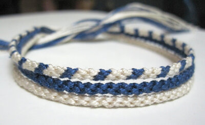 Thin Embroidery Floss Friendship Bracelet - Set of Blueberry and Cream Bracelets