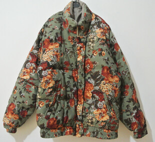 售罄欣赏vintage复古古着韩国制森林系英伦碎花双面穿羽绒服外套