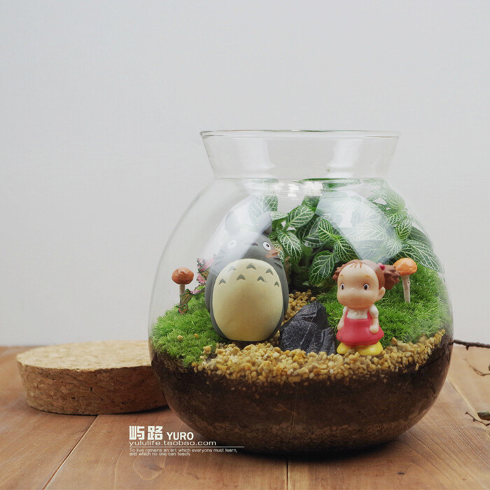  屿路生活 品 苔藓微景观 苔藓生 态瓶 龙猫，手工绿植 创意绿植 盆 景