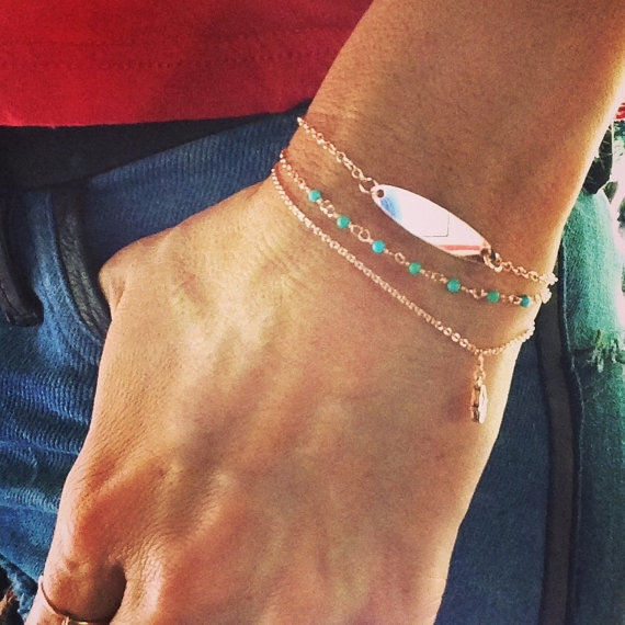 All I Want Bracelet, Hamsa Bracelet, Turquoise Bracelet, ID Bracelet, Rose Gold Bracelet