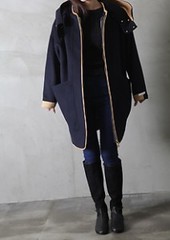 独家定制 handmade hood coat 中长款两件套羊毛呢大衣 AO107212