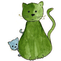 Mama Green Cat and Baby Blue by SherlockHolmes6