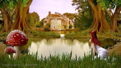 欧式梦幻仙境城堡别墅高清背景图片素材