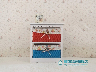 包邮田园收纳柜床头柜 藤编筐 实木 白色储物柜 韩式风 大促销。