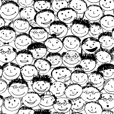 Crowd of funny peoples, seamless background for your design