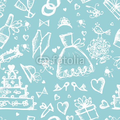 Seamless pattern with wedding design elements