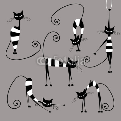 Funny striped cats, collection for your design