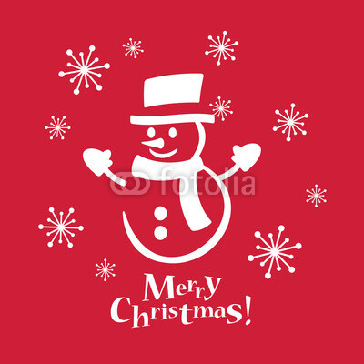 Snowman with red background