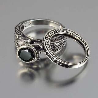 CARYATID Silver Ring and band with Black Spinel