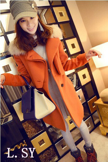 新款韩版女装保暖毛呢子长款大衣时尚修身羊绒外套