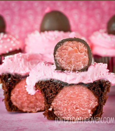 Devil’s Food Cupcakes Stuffed With Pink Velvet Cake Pops