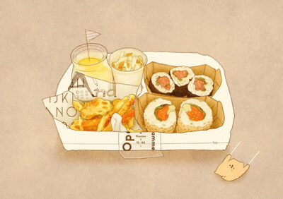 bento box、pixiv、插画、k&amp;hamsin、美食、food