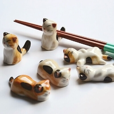 招财猫陶瓷筷架创意时尚卡通可爱筷架餐具配套筷架款满