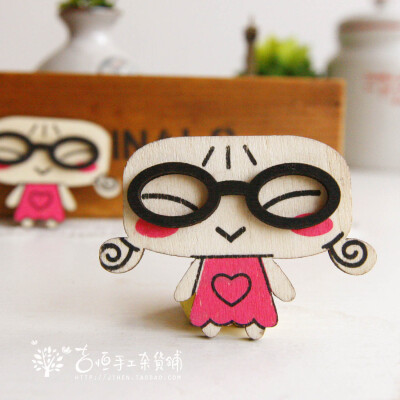 吉恒。彩绘木质小物书签DIY挂件（卡通女孩）/个