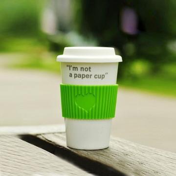 正品 爱心款创意陶瓷杯防烫隔热水杯eco cup带盖马克杯子 特价