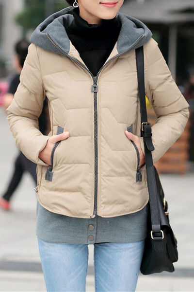 2013秋冬新 韩版撞色修身棉衣棉服 百搭特色拼接两件套女外套