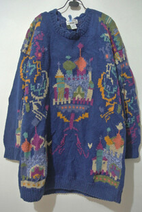 vintage复古古着欧洲童话城堡套头毛衣