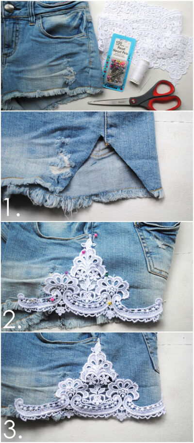 To Die For DIY: Lace Denim Cut-Offs