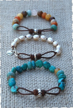 Infinity Link Leather &amp; Stone Bracelets