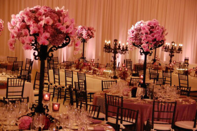 black and pink orchid wedding reception