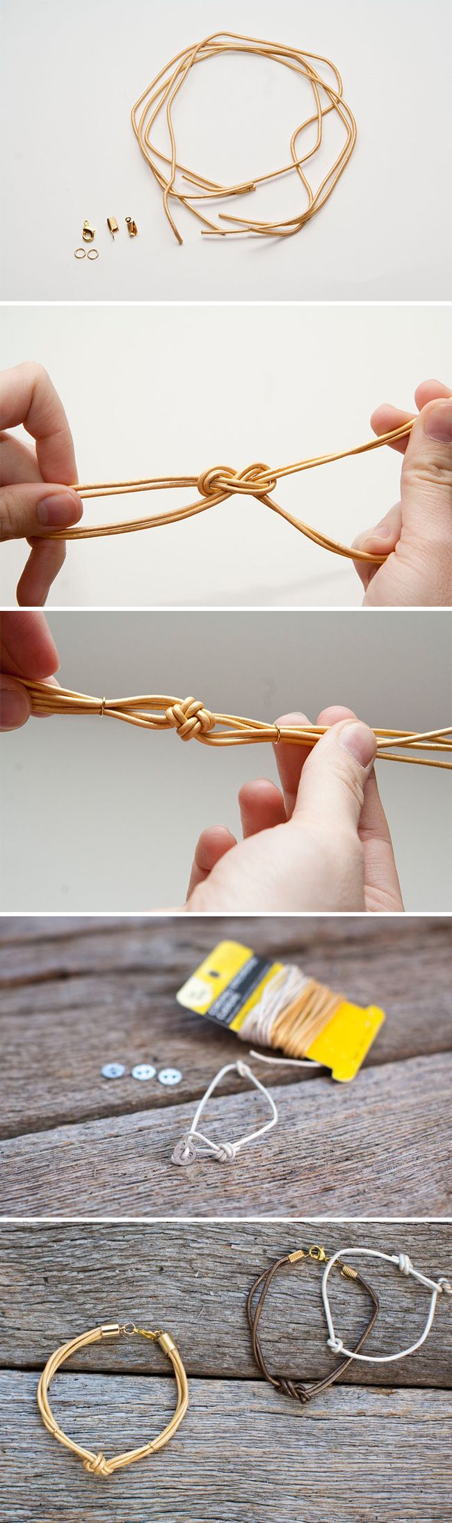 DIY: knotted leather bracelets