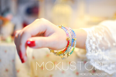 MokuStore●手工●渐变夏日彩虹糖果色 施家水晶手链[彩虹溪]