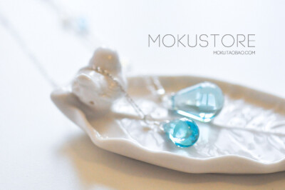 MokuStore●手工●925素银链 施家水晶 锁骨链|短项链[薄荷泪]