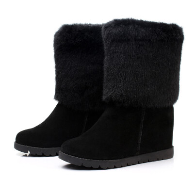 2013冬季新款清仓防水中筒磨砂皮坡跟雪地靴防滑保暖真皮女靴包邮