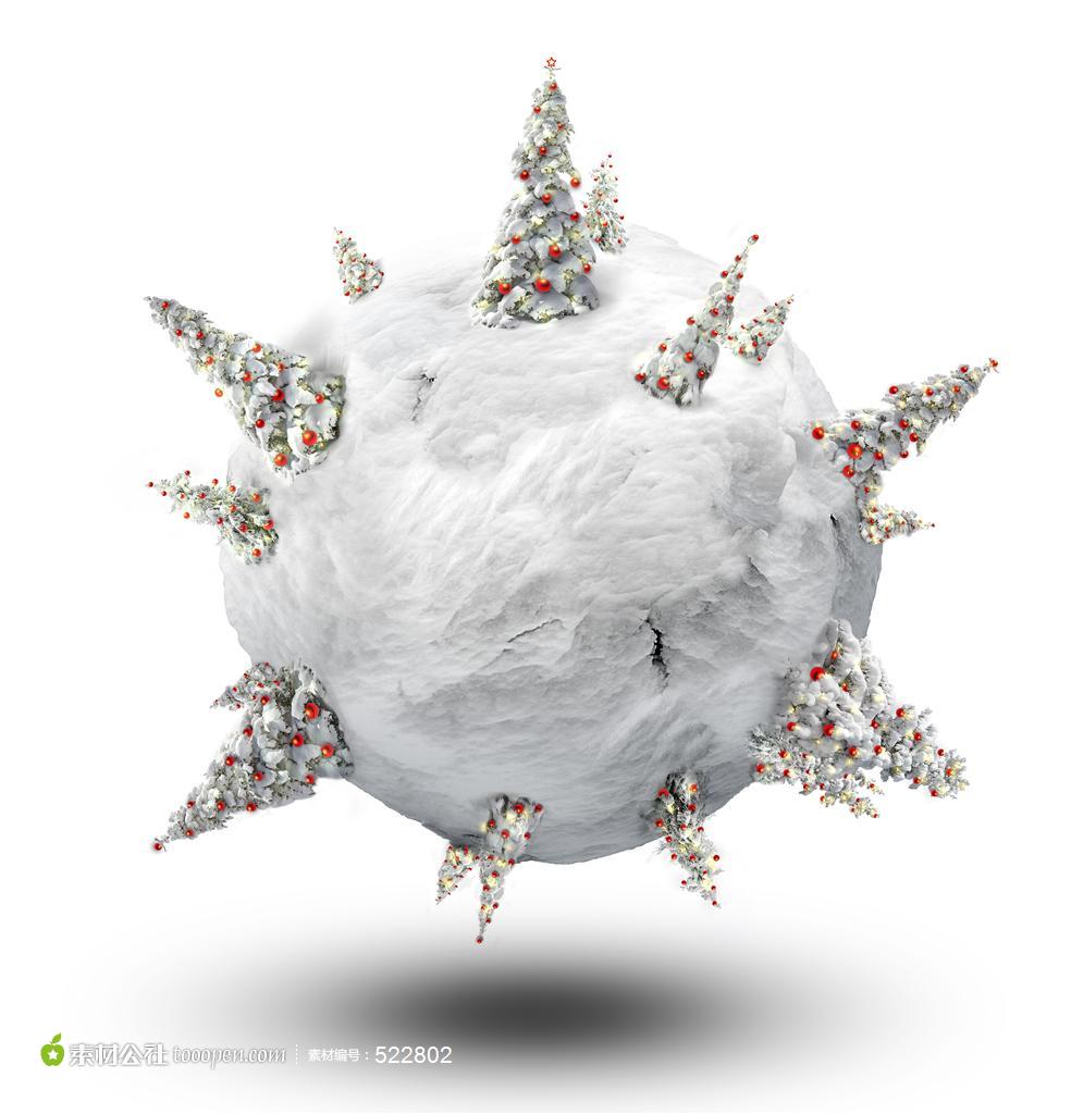 圣诞球上的圣诞树极坐标高清图片素材桌面壁纸