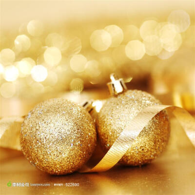 金色奢华圣诞彩球唯美图高清图片素材桌面壁纸
